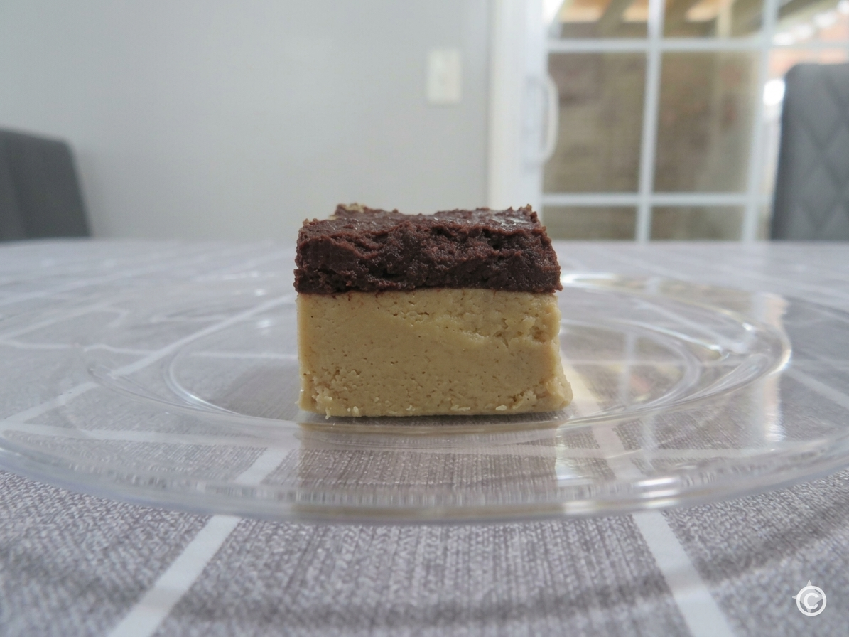 frozen halva square with chocolate rocky road coating